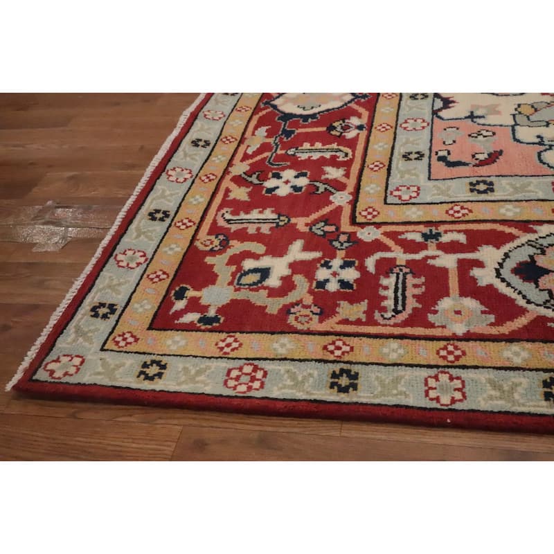 Hand Knotted Oriental 100% Wool Carpet Traditional Medallion Beige & Ivories Heriz (serapi) Area Rug - 10' 0'' X 8' 1''