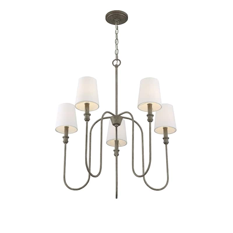 Meridian M10077 5 Light 27" Wide Chandelier with Fabric Shade