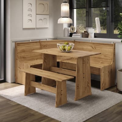 OSHOME Model COR805 Solid Pine Corner Dining Booth in Corona Brown