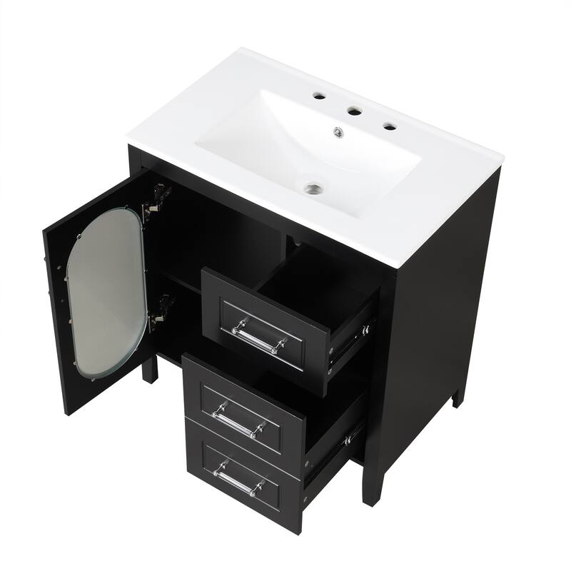 Bathroom Vanity Cabinet 30" Bathroom Vanity with Sink and Two Drawers