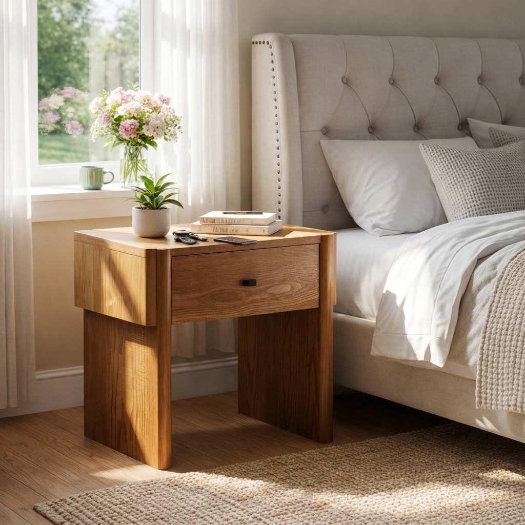 Christopher Knight Home - Modern Minimalist Wood Nightstand with Single Drawer