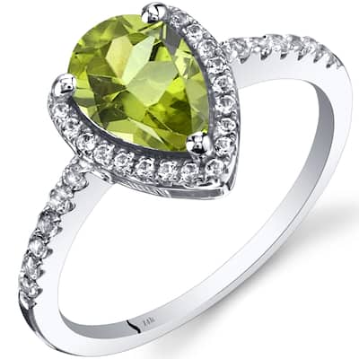 14k White Gold 1.54ct Peridot and White Topaz Ring