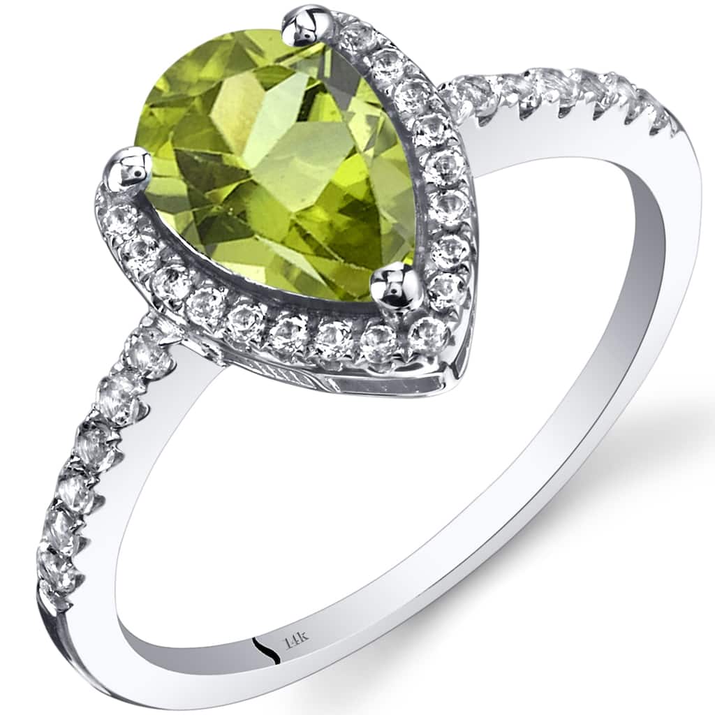 14k White Gold 1.54ct Peridot and White Topaz Ring