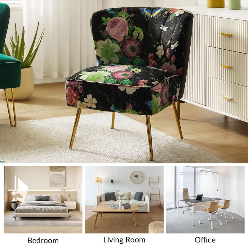 Almira Contemporary Upholstered Armless Side Chair with Tufted Back Set of 2 by HULALA HOME