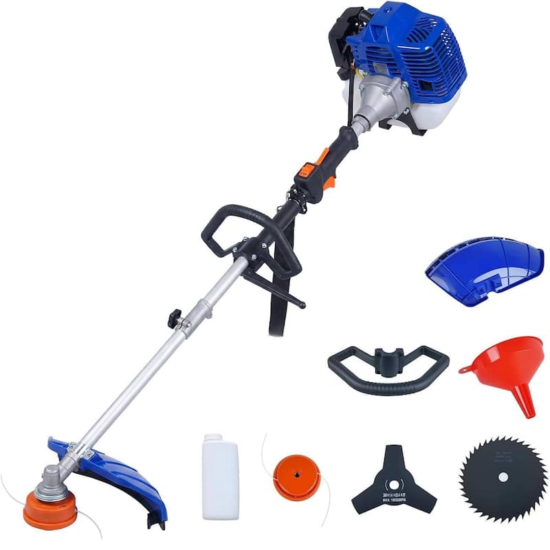 52cc 3 in 1 Gas Powered String Trimmer, Lawn Edger Brush Grass Cutter for Garden, Lawn Care - Blue