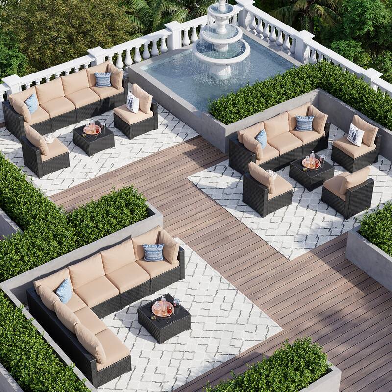 Wicker Rattan Patio Sectional Sofa Set