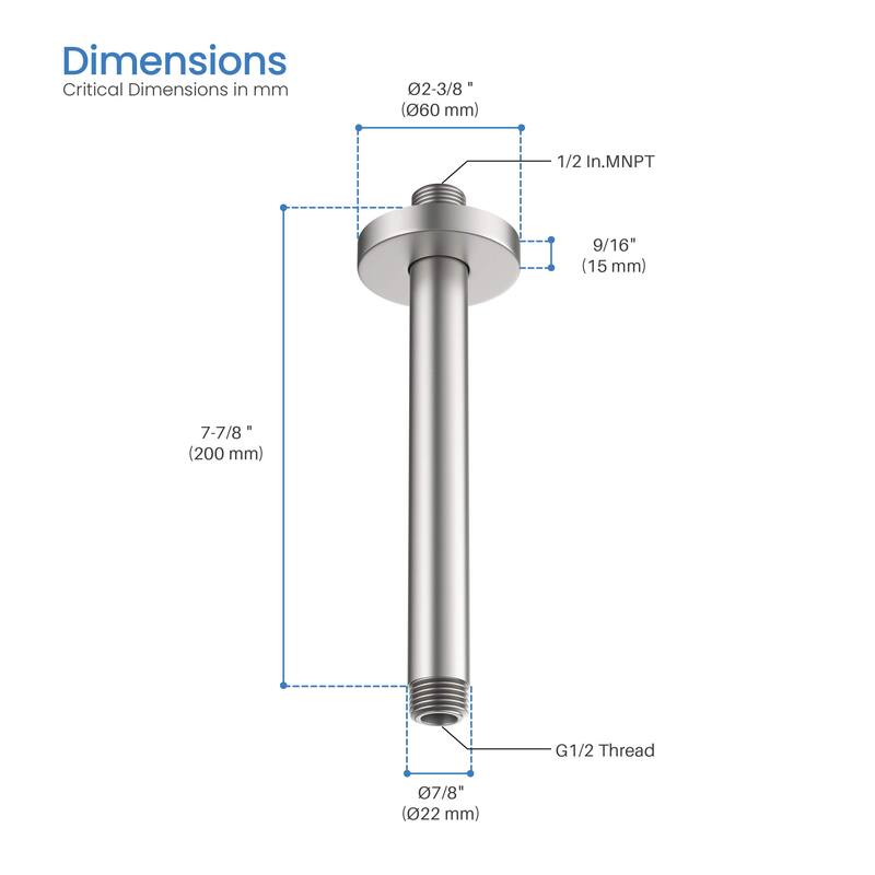 Circular 8" Ceiling Mounted Shower Arm