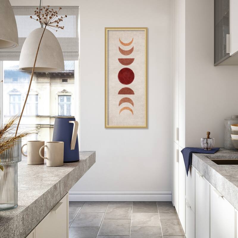 Amanti Art Framed Fabric Pinboard Bej Moon Phases by Emel Tunaboylu Printed Bulletin Board - Board Size 16 x 40