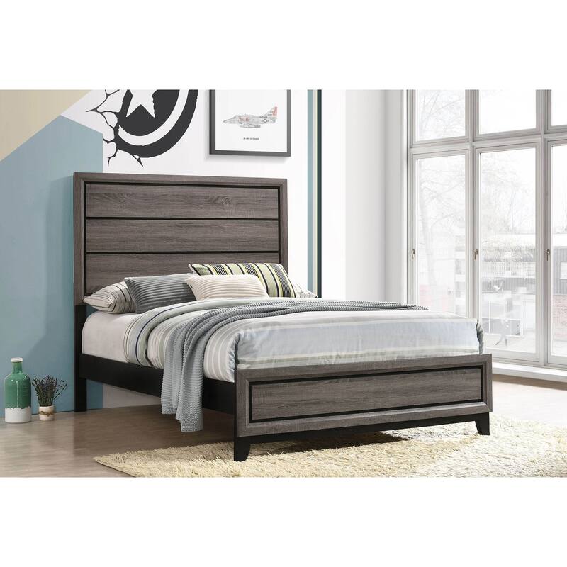 Cabrillo Grey Oak Wood Full Panel Bed