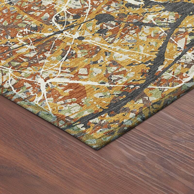 Machine Washable Indoor/ Outdoor Modern Splatter Chantille Rug