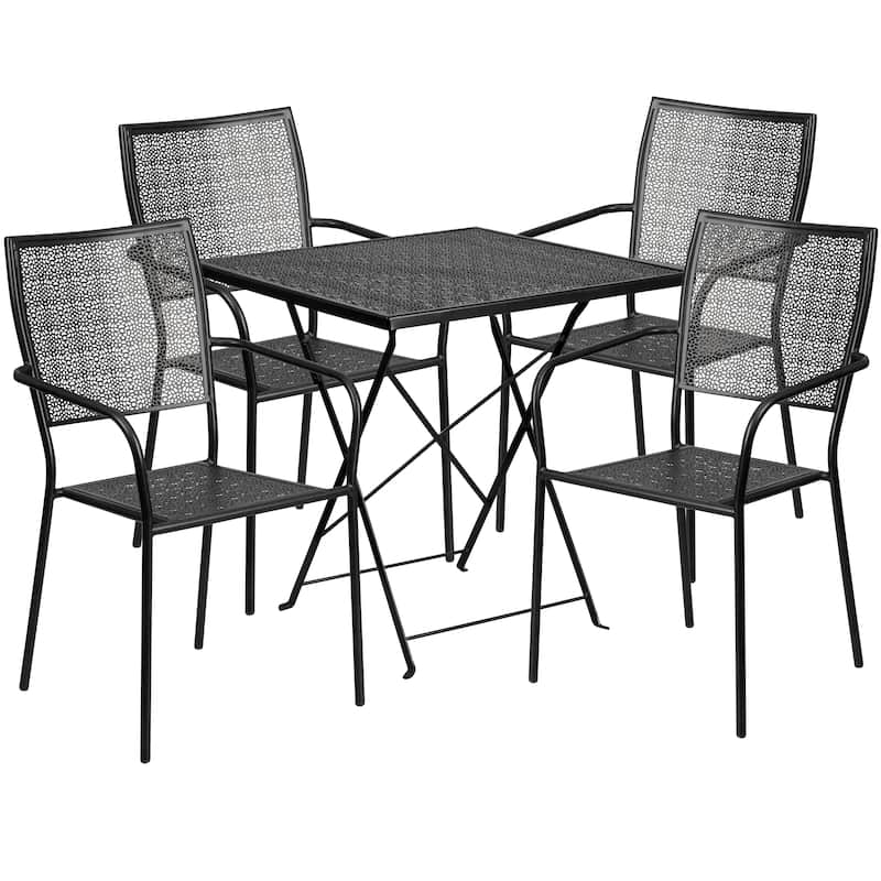 28-inch Square 5-piece Indoor/ Outdoor Folding Table and Chairs Set