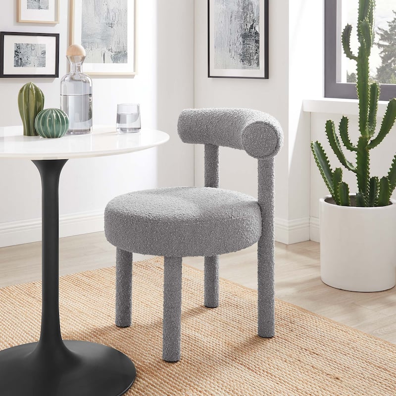 Toulouse Boucle Fabric Dining Chair - Light Gray