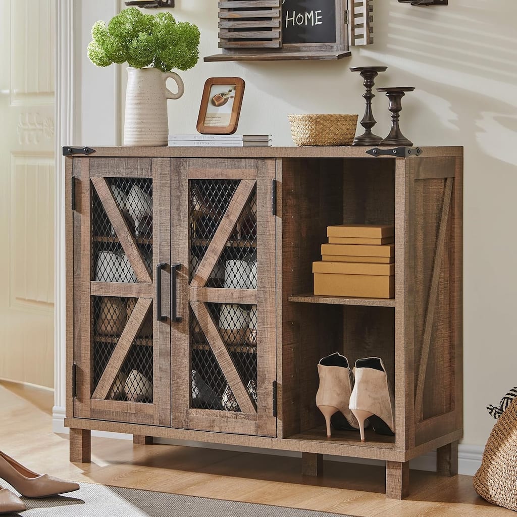 Farmhouse Shoe Storage Cabinet, Wooden Shoe Cabinet, Shoe Organizer