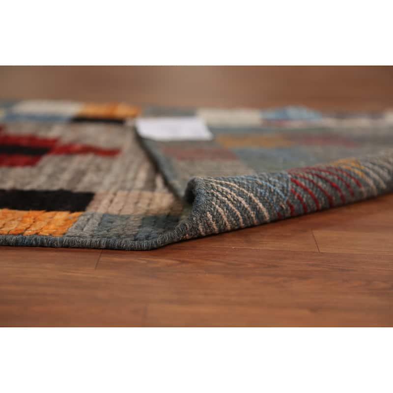 Moroccan Oriental Runner Rug Handmade Checkered Wool Carpet - 3'1" x 9'10"