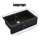 preview thumbnail 4 of 8, Karran All-in-One Farmhouse/Apron-Front Quartz 34 in. Single Bowl Kitchen Sink in Black with Faucet KKF210 in Stainless Steel