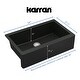 preview thumbnail 4 of 8, Karran All-in-One Farmhouse/Apron-Front Quartz 34 in. Single Bowl Kitchen Sink in Black with Faucet KKF220 in Stainless Steel