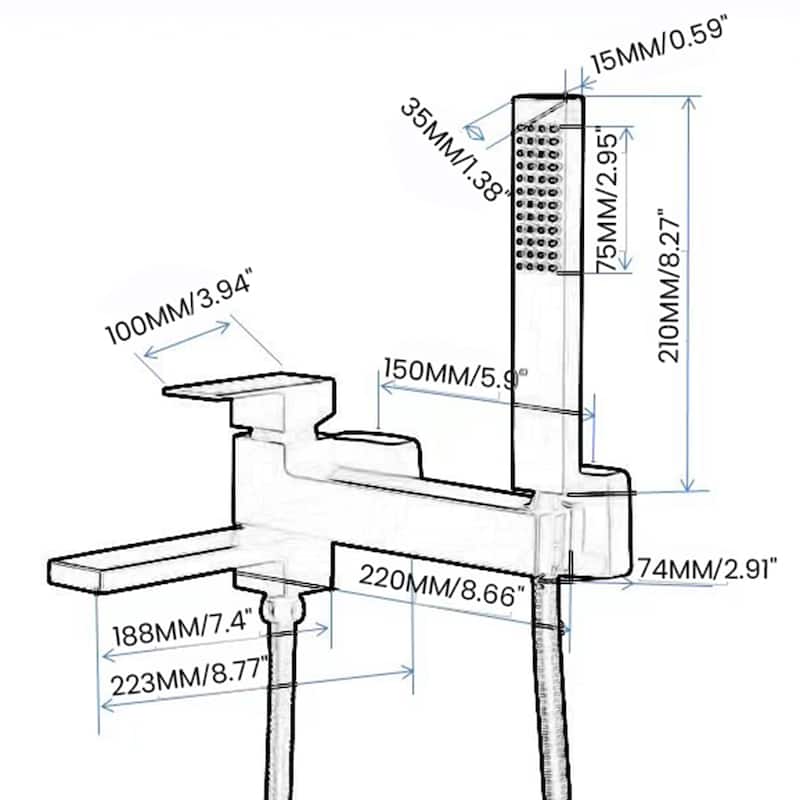 180° rotation Solid Brass Tub Faucets With Handle Shower