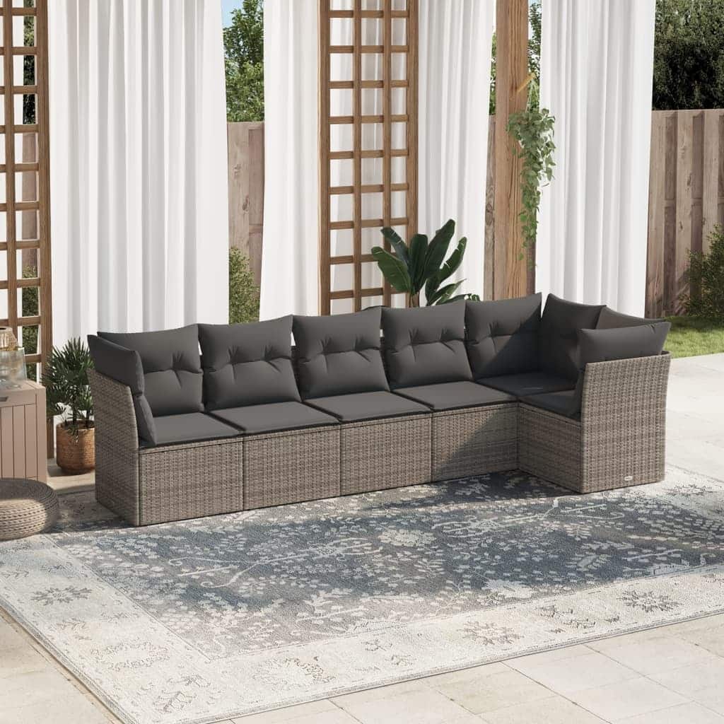 vidaXL Garden Sofa Set Gray PE Rattan, Powder-Coated Steel Large - 24.4 x 24.4 x 27.2