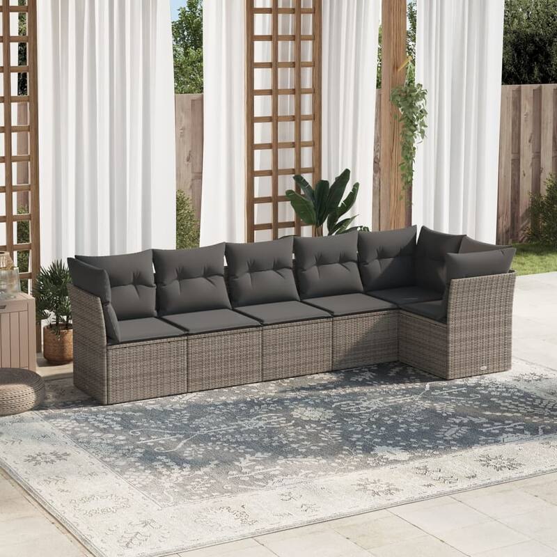 vidaXL Garden Sofa Set Gray PE Rattan, Powder-Coated Steel Large - 24.4 x 24.4 x 27.2
