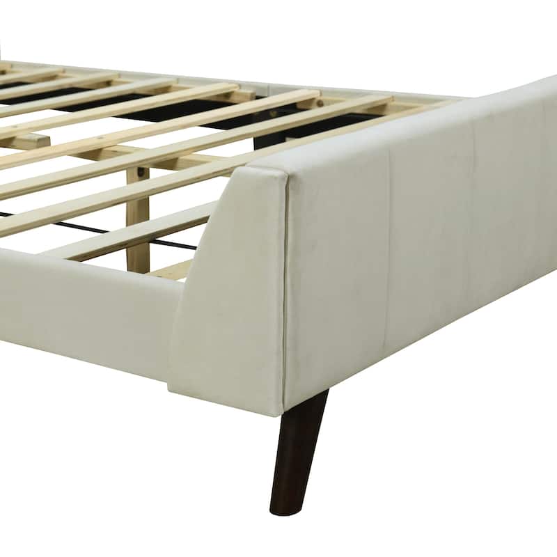 Full Size Upholstered Platform Bed, Velvet