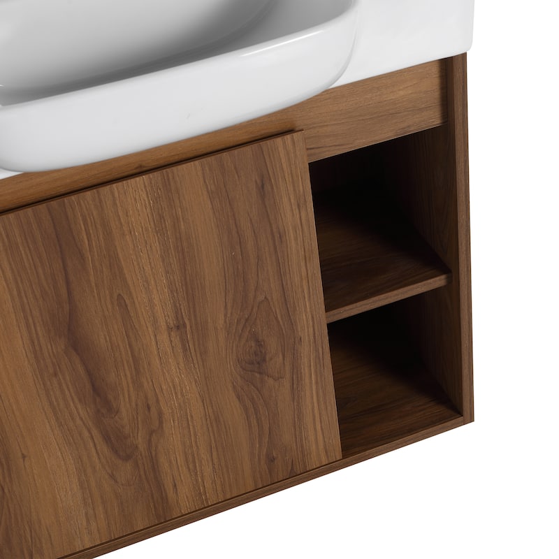 Beingnext 24"/28" Bathroom Vanity with Sink, Floating Bathroom Vanity with Soft Close Door and Shelf
