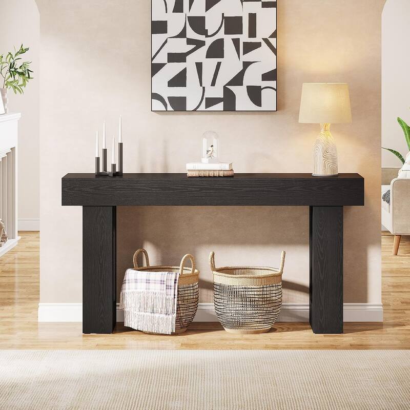 63" Wooden Console Table, Rectangular Sofa Table for Behind Couch, Entryway, HallwayLiving Room