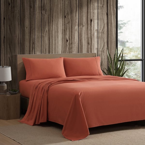 Eddie Bauer Brushed Percale Solid Cotton Sheet Set - King - Orange