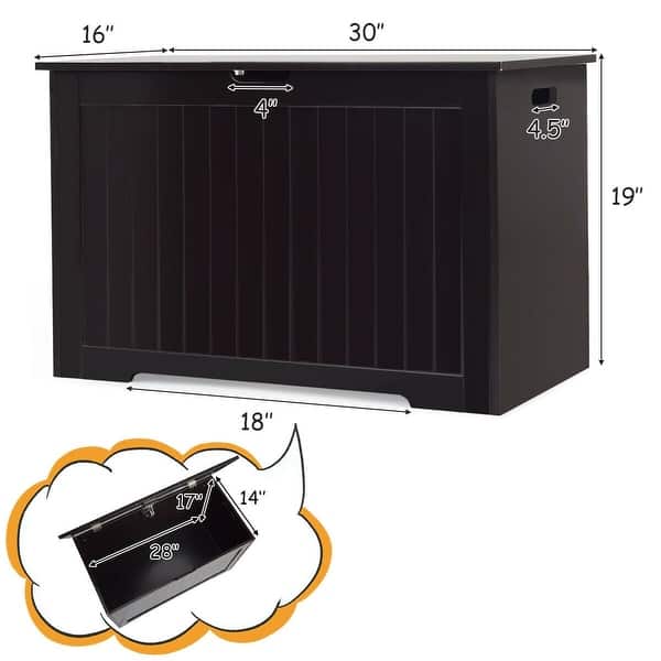 dimension image slide 1 of 2, Wooden Toy Box Kids Storage Chest Bench - 30" x 16" x 19" (L x W x H)
