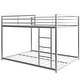 preview thumbnail 9 of 11, Full over Full Metal Bunk Bed, Low Bunk Bed with Ladder Silver