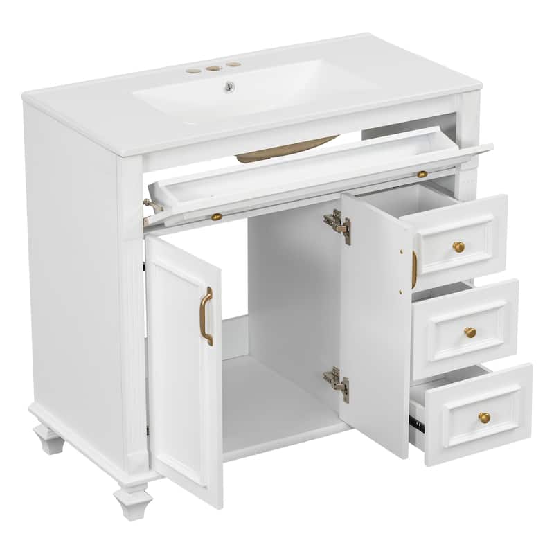 Bathroom Vanity with Sink, Bathroom Storage Cabinet with 2 Drawers, Vanity Cabinet with 1 Tip-Out Drawer and 1 Door