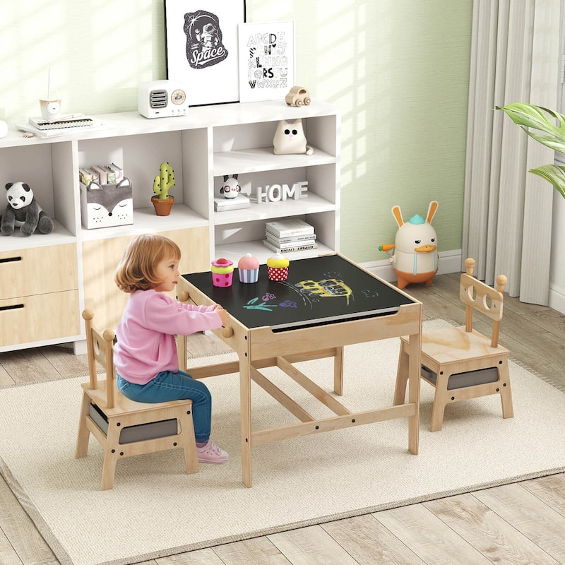 Costway Kids Table and Chairs Set 4 in 1 Children Activity Table with - See Details