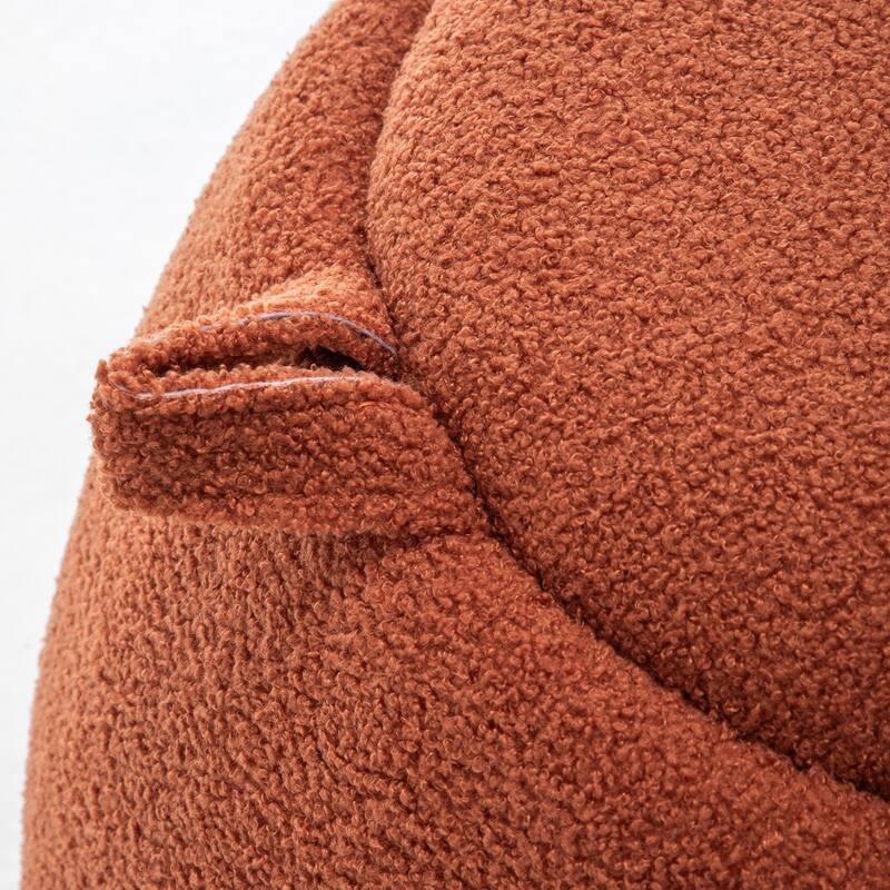 SEYNAR 25" Faux Sherpa Round Storage Ottoman - Large Cozy Bouclé Footrest Stool