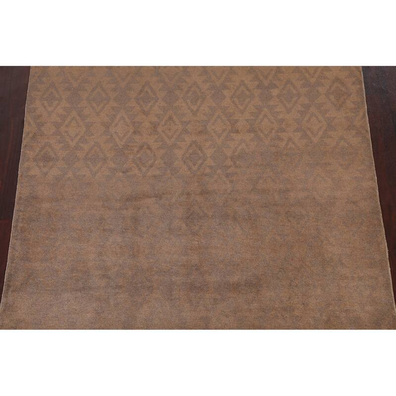 Brown Geometric Gabbeh Kashkoli Oriental Area Rug Handmade Wool Carpet - 5'8" x 7'8"
