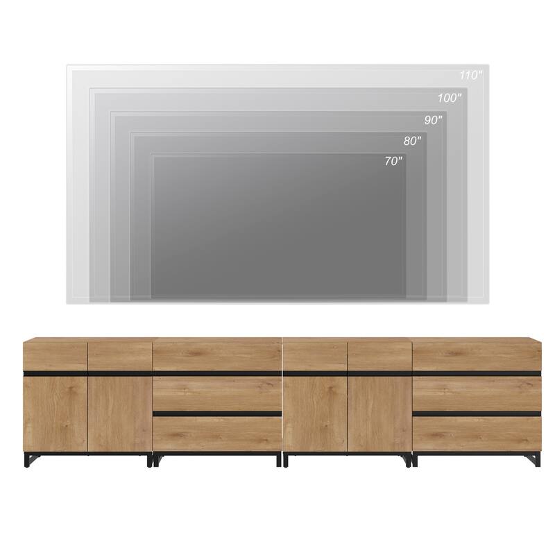Modern TV Stand for TVs up to 120 Inches, 4-in-1 Media Console with Adjustable Shelves and 6 Drawers, TV Cabine