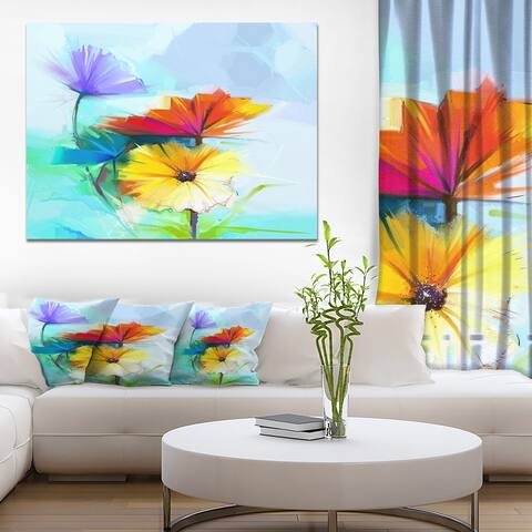 Designart 'Amazing Watercolor of Spring Daisies' Modern Floral Wall Art Canvas