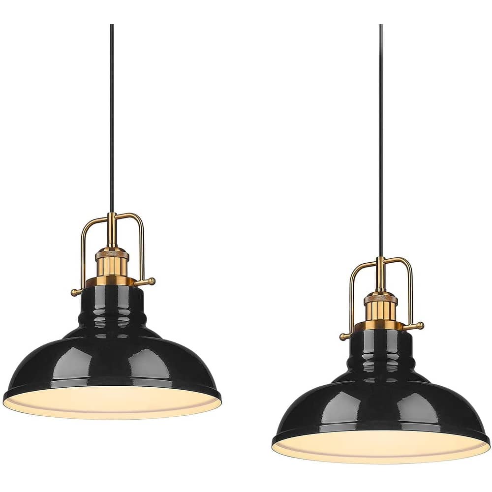 2 Pack Modern Pendant Lights with Metal Dome Lampshade