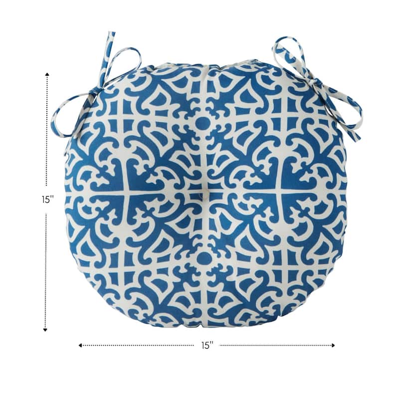 Outdoor 15-inch Round Indigo Bistro Chair Cushions (Set of 2)