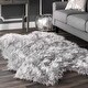 preview thumbnail 31 of 34, Brooklyn Rug Co Faux Flokati Sheepskin Soft and Plush Shag Area Rug 3' 6" x 6' - Light grey