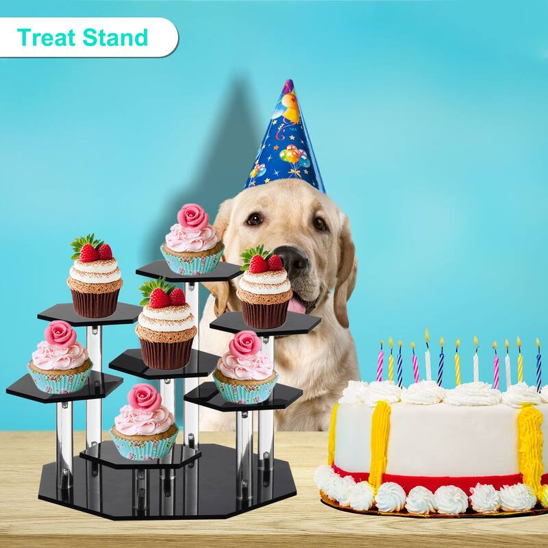 Acrylic Display Stand for Figures 7 Tier Acrylic Riser for Cupcake Black