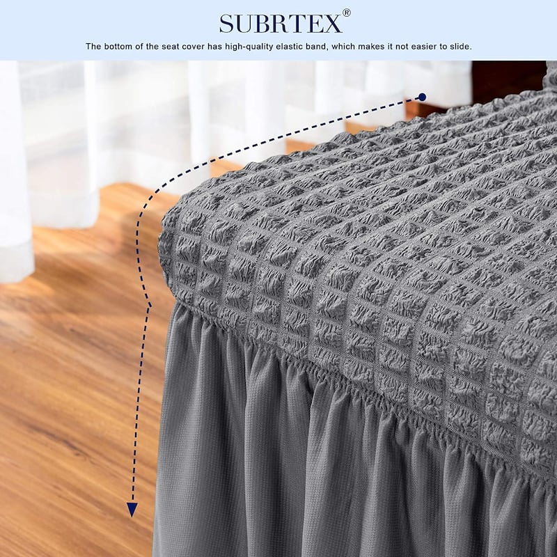 Subrtex Set-of-2 Stretch Dining Chair Cover Ruffle Skirt Slipcovers