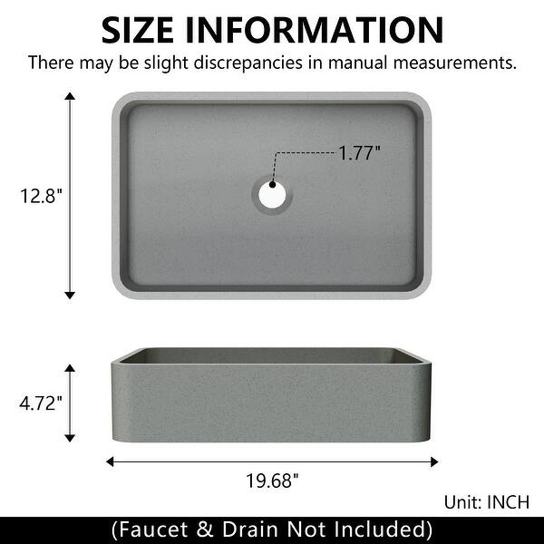 Rectangle Concrete Vessel Bathroom Sink - Bed Bath & Beyond - 40154869