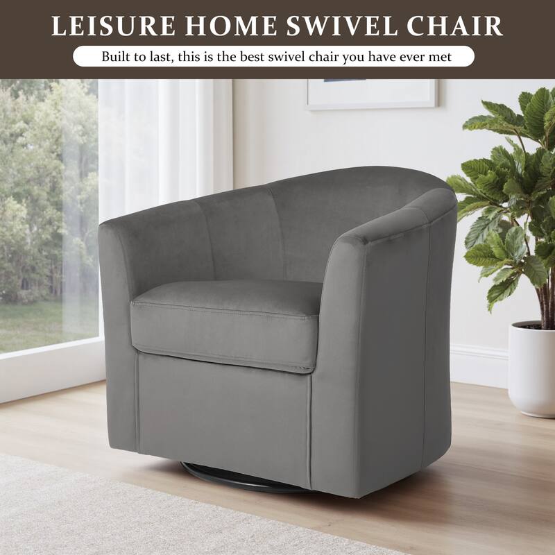 Upholstered Velvet 360° Swivel Accent Arm Chair