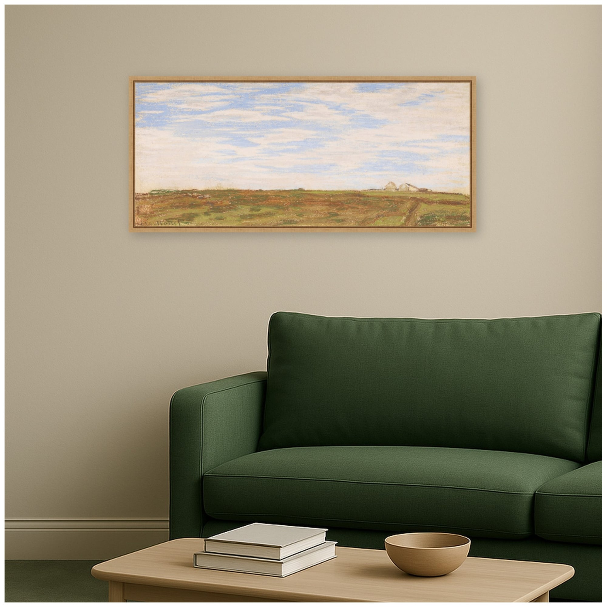 Kate and Laurel Landscape Claude Monet by Nostalgia Prints Framed Canvas Wall Art Print