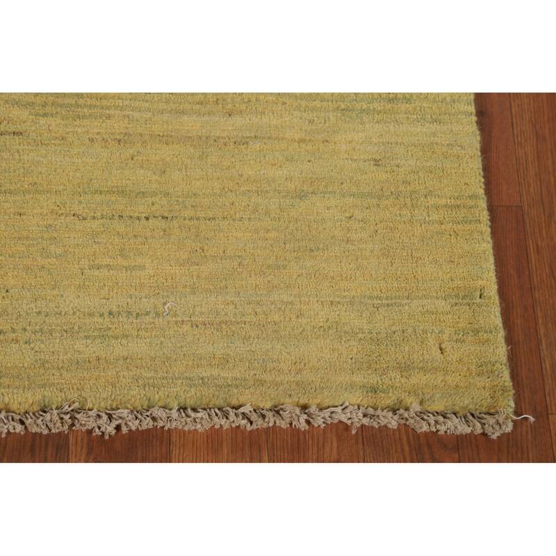 Yellow & Green Gabbeh Oriental Foyer Rug Hand-Knotted Wool Carpet - 3'4"x 4'11"