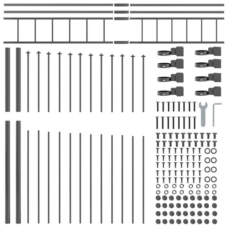 vidaXL Garden Fence Grey Powder-Coated Steel