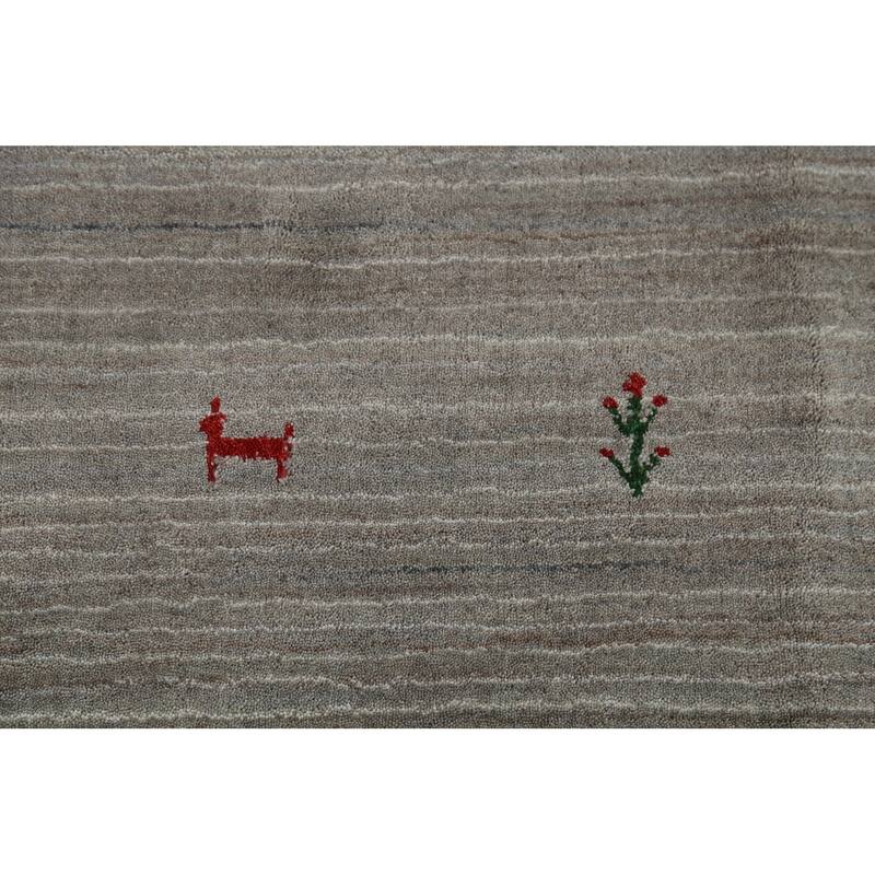 Striped Tribal Gabbeh Oriental Area Rug Handmade Wool Carpet - 5'9"x 8'2"