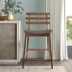 preview thumbnail 3 of 17, Set of 2 Counter Stools Open Back Medium Dark Wood Cushion Tall Chairs For Restaurant Bar Home