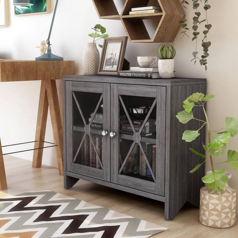 Lyle Farmhouse 31-inch 2-Shelf Accent Cabinet by Furniture of America