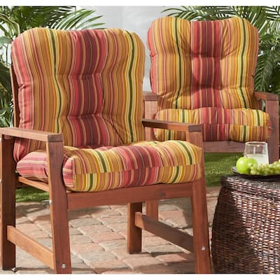 Kinnabari Stripe 21 x 42-inch Outdoor Seat/Back Chair Cushion (Set of 2) (Cushions Only)