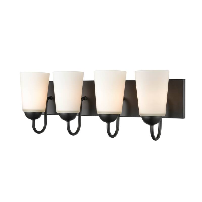 Millennium Lighting Ivey Lake 4 Light Bathroom Vanity Fixture in Multiple Finishes with Frosted Glass Shades